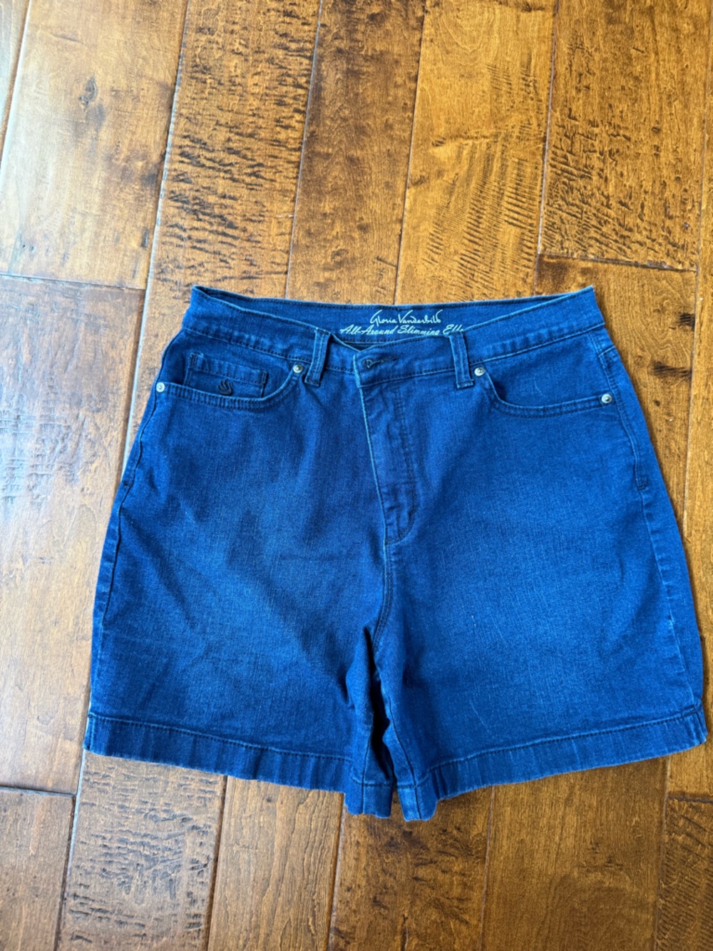 Gloria Vanderbilt Dark Blue High-Rise Denim Shorts